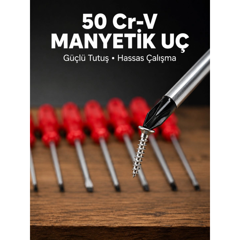 7 Parça Tornavida Seti Manyetik Uç Ergonomik Sap 7 Parça Tornavida Seti Manyetik Uç Ergonomik Sap