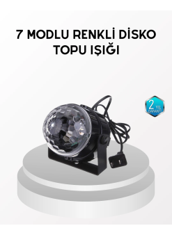 7 Renk Modlu Müzik Sensörlü Disko Topu – Led Işıklı Parti Aydınlatması