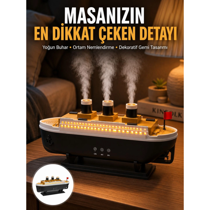 7 Renk Ortam Işıklı Dekoratif Gemi Tasarım Hava Nemlendirici Difüzör Yeni Nesil 7 Renk Ortam Işıklı Dekoratif Gemi Tasarım Hava Nemlendirici Difüzör Yeni Nesil