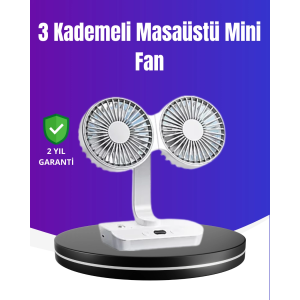 720° Döner Çift Taraflı Masaüstü Vantilatör – Usb Şarjlı Sessiz Fan