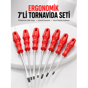 7li Tornavida Seti Düz Ve Yıldız Uçlu Çok Amaçlı Kullanım