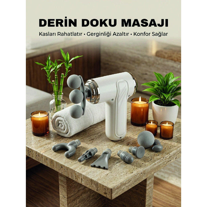 8 Başlıklı Şarjlı Masaj Tabancası 6 Kademeli Hız Ayarlı Derin Doku Kas Masaj Aleti 8 Başlıklı Şarjlı Masaj Tabancası 6 Kademeli Hız Ayarlı Derin Doku Kas Masaj Aleti