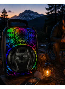 8 İnç Karaoke Hoparlör Usb Aux Fm Destekli Işıklı Speaker
