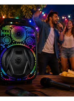 8 İnç Taşınabilir Karaoke Hoparlör Mikrofonlu Rgb Işıklı Bluetooth Speaker