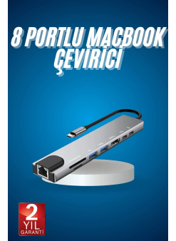 8 Port Çoklayıcı Macbook Ile Uyumlu Çoğaltıcı Type-c Dönüştürücü Tf Sd Kart