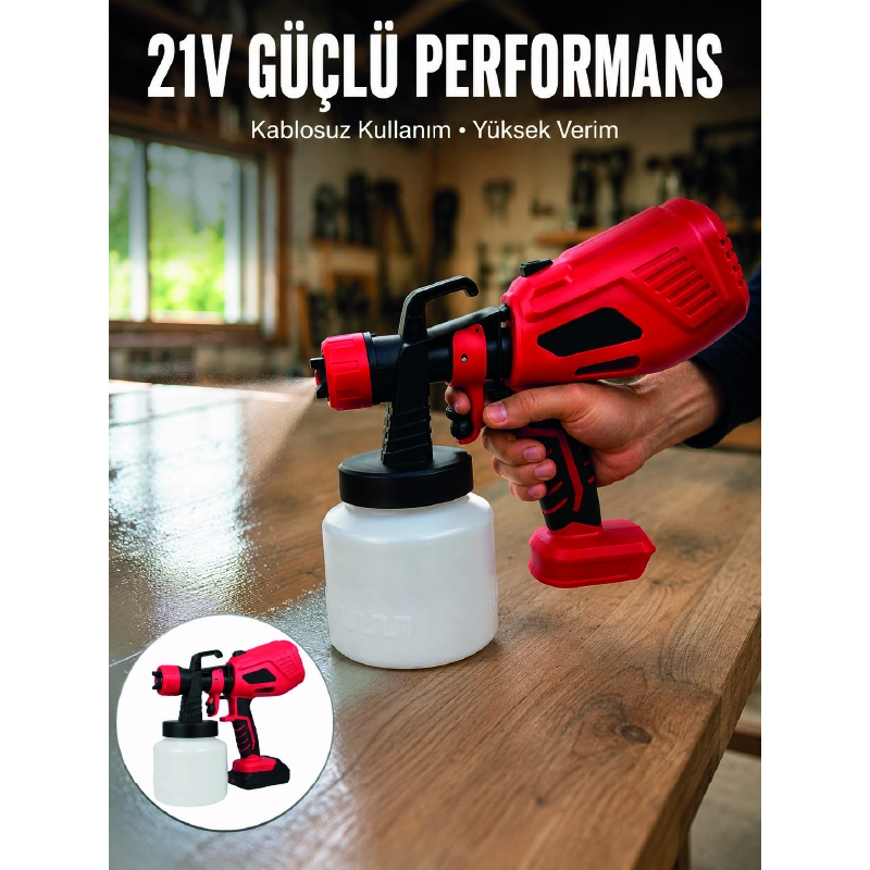 800 Ml Geniş Hazne İle Kesintisiz Boya Uygulaması 800 Ml Geniş Hazne İle Kesintisiz Boya Uygulaması