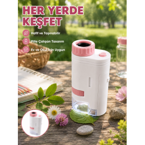 80x-200x Taşınabilir Dijital Mikroskop  Led Işıklı Çocuk Eğitim Mikroskobu