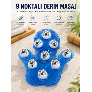 9 Bilyeli El Şeklinde Omuz Bacak Masaj Aleti Masaj Eldiveni Giyilebilir Plastik Vücut Sıkılaştırıcı