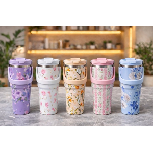 900 Ml Taşıma Kulplu Paslanmaz Çelik Termos Mug - Vakumlu Isı Yalıtımlı Bardak Alk4630