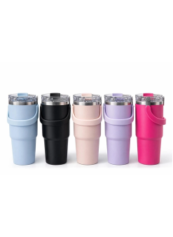 900 Ml Taşıma Kulplu Paslanmaz Çelik Termos Mug - Vakumlu Isı Yalıtımlı Bardak Alk4631
