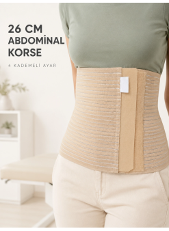 Abdominal Doğum Sonrası Korse 26 Cm Geniş 4 Kademeli Cırtlı Ayarlanabilir