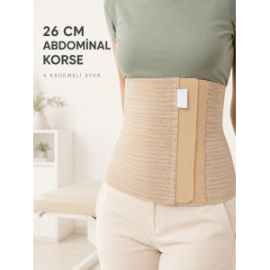 Abdominal Doğum Sonrası Korse 26 Cm Geniş 4 Kademeli Cırtlı Ayarlanabilir