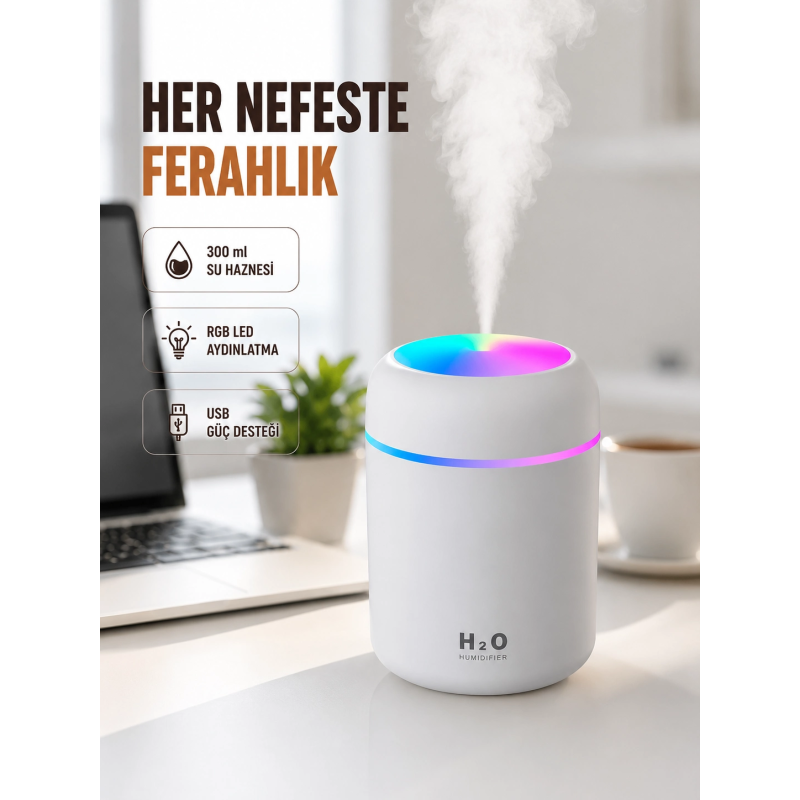 Abs Gövdeli 300ml Usb Nemlendirici – Beyaz, Gri, Pembe Renk Abs Gövdeli 300ml Usb Nemlendirici – Beyaz, Gri, Pembe Renk