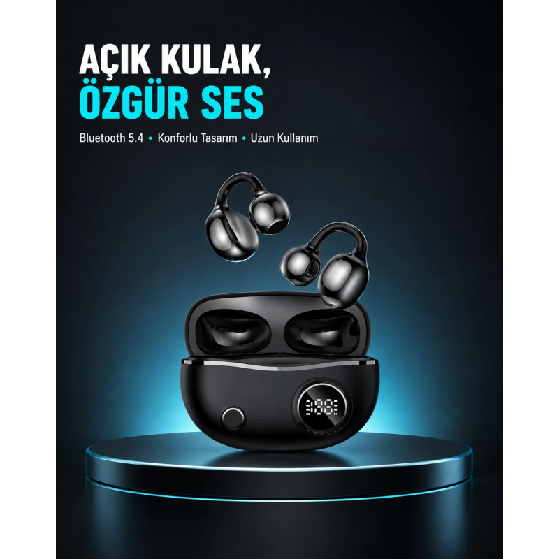 Açık Kulak Bluetooth Kulaklık 5.4 Aptx Destekli Ergonomik Tasarım Açık Kulak Bluetooth Kulaklık 5.4 Aptx Destekli Ergonomik Tasarım