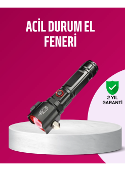 Acil Durum El Feneri Çekiç Ve Pusula Özellikli Güçlü Işık