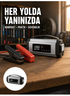 Acil Durumlar İçin Çok Fonksiyonlu Araç Akü Takviyesi Hava Kompresörü Ve Güç Kaynağı Yeni Nesil