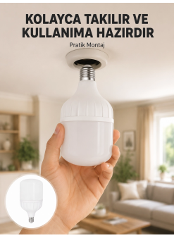 Acil Durumlara Uygun Şarjlı Torch Led Ampul 30 Watt Yeni Nesil
