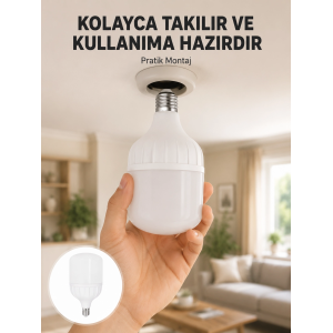 Acil Durumlara Uygun Şarjlı Torch Led Ampul 30 Watt Yeni Nesil