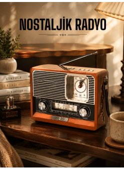 Ahşap Görünümlü Retro Bluetooth Radyo Usb,aux Ve Sd Kart Girişli