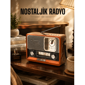 Ahşap Görünümlü Retro Bluetooth Radyo Usb,aux Ve Sd Kart Girişli
