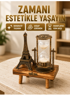 Ahşap Gövdeli Dekoratif Kum Saati – Masa Üstü El Sanatı Aksesuarı