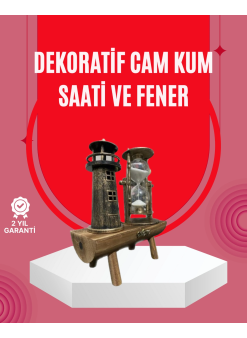 Ahşap Gövdeli Deniz Feneri Formlu Kum Saati – 15x20 Cm Masa Dekoru