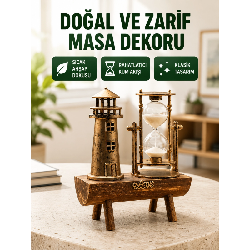 Ahşap Gövdeli Deniz Feneri Formlu Kum Saati – 15x20 Cm Masa Dekoru Yeni Nesil Ahşap Gövdeli Deniz Feneri Formlu Kum Saati – 15x20 Cm Masa Dekoru Yeni Nesil