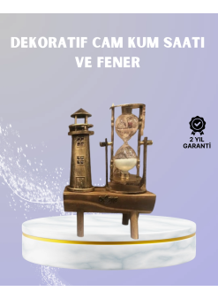 Ahşap Kum Saati Ve Deniz Feneri Figürü Bir Arada – Ev & Ofis Dekorasyonu