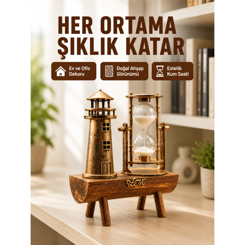 Ahşap Kum Saati Ve Deniz Feneri Figürü Bir Arada Ev Ofis Dekorasyonu Yeni Nesil Ahşap Kum Saati Ve Deniz Feneri Figürü Bir Arada Ev Ofis Dekorasyonu Yeni Nesil