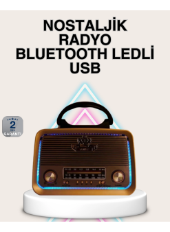 Ahşap Nostaljik Radyo Bluetooth Usb Sd Kart Destekli