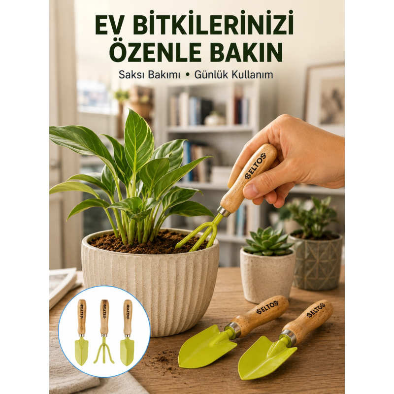 Ahşap Saplı Mini Bahçe El Aleti Seti Saksı Ve Çiçek Bakım Seti Ahşap Saplı Mini Bahçe El Aleti Seti Saksı Ve Çiçek Bakım Seti