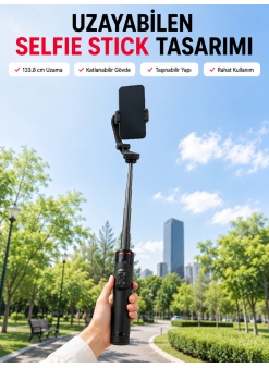 Aı Takipli Gimbal Selfie Stick 360° Otomatik Yüz Takibi Bluetooth Kumandalı Uzayabilir Tripodlu Telefon Sabitleyici
