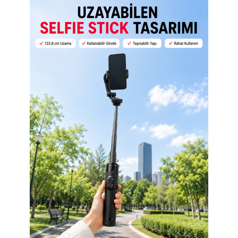 Aı Takipli Gimbal Selfie Stick 360° Otomatik Yüz Takibi Bluetooth Kumandalı Uzayabilir Tripodlu Telefon Sabitleyici Aı Takipli Gimbal Selfie Stick 360° Otomatik Yüz Takibi Bluetooth Kumandalı Uzayabilir Tripodlu Telefon Sabitleyici