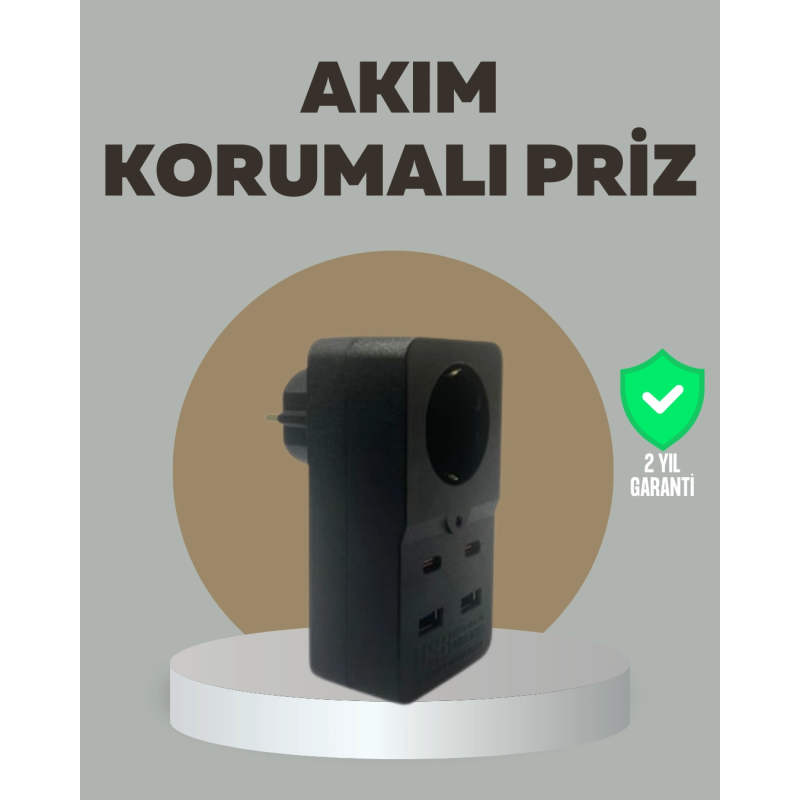 Akıllı Akım Dengelemeli Priz 2500w 4 Usb Type C Çıkışlı