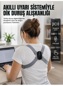 Akıllı Dik Duruş Düzeltici Titreşim Uyarılı Şarjlı Destek Cihazı