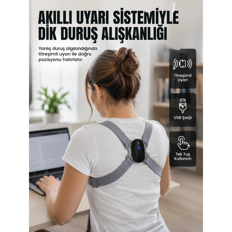 Akıllı Dik Duruş Düzeltici Titreşim Uyarılı Şarjlı Destek Cihazı Akıllı Dik Duruş Düzeltici Titreşim Uyarılı Şarjlı Destek Cihazı