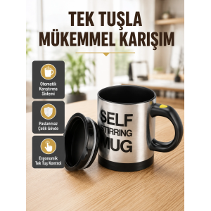 Akıllı Kendi Kendini Karıştıran Termal Kupa – Paslanmaz Çelik