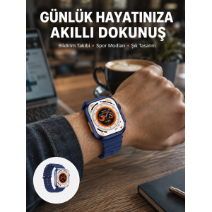 Akıllı Saat 360 Mah Çoklu Spor Modlu Lacivert Siyah Kordon Yeni Nesil