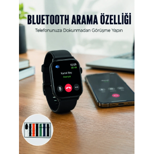 Akıllı Saat 7 Kordonlu Bluetooth Aramalı Nabız Ve Dokunmatik Akıllı Saat