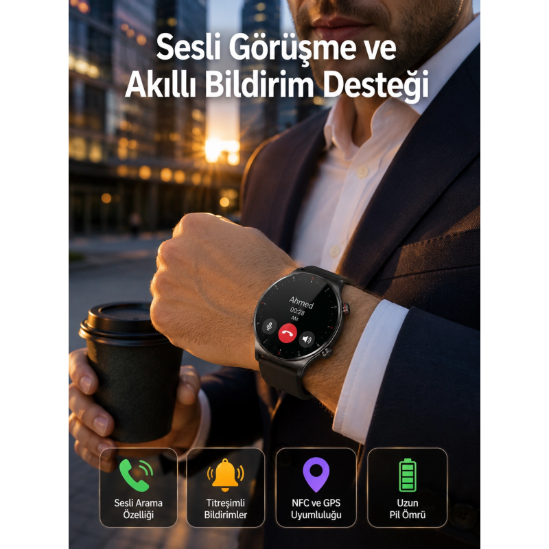 Akıllı Saat Adımsayar Nabız Ölçer Titreşim Özellikli Çağrı Cevaplama Sosyal Medya Yeni Nesil Akıllı Saat Adımsayar Nabız Ölçer Titreşim Özellikli Çağrı Cevaplama Sosyal Medya Yeni Nesil