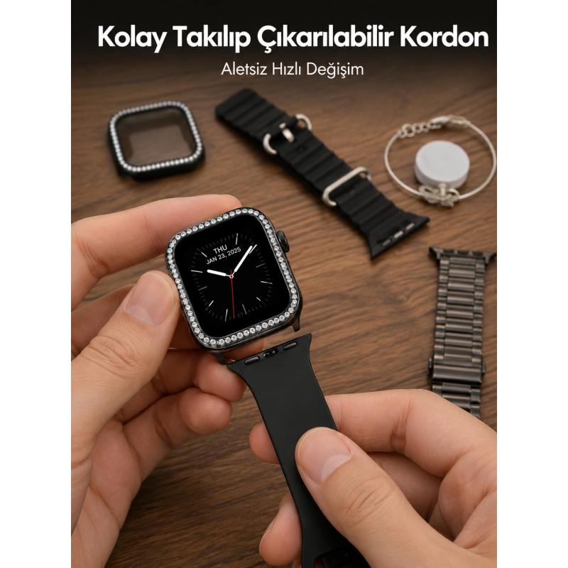 Akıllı Saat Aksesuar Seti Değiştirilebilir Kordon Ve Şarj Atı Yeni Nesil Akıllı Saat Aksesuar Seti Değiştirilebilir Kordon Ve Şarj Atı Yeni Nesil