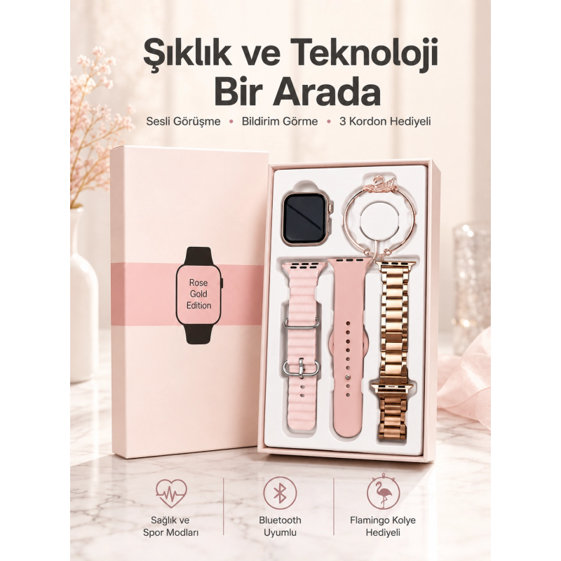 Akıllı Saat Amoled Ekran 3 Kordonlu Aksesuar Hediyeli Sesli Görüşme Akıllı Saat Amoled Ekran 3 Kordonlu Aksesuar Hediyeli Sesli Görüşme