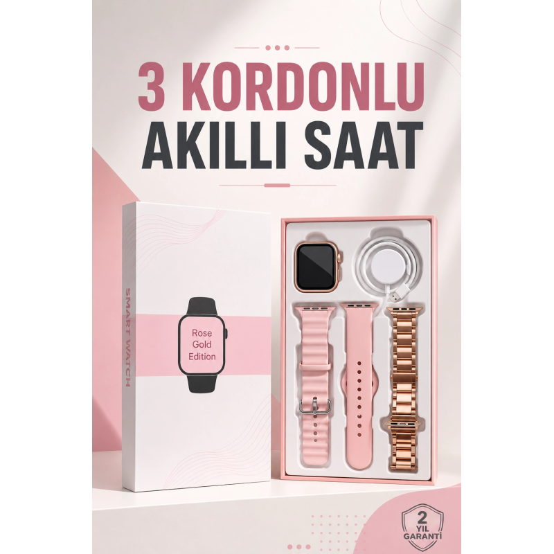 Akıllı Saat Amoled Ekran 3 Kordonlu Aksesuar Hediyeli Sesli Görüşme Akıllı Saat Amoled Ekran 3 Kordonlu Aksesuar Hediyeli Sesli Görüşme