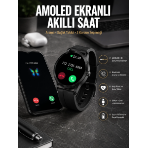 Akıllı Saat Amoled Ekran 3 Kordonlu Nfc Ve Gps Uyumlu