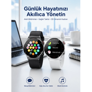 Akıllı Saat Amoled Ekran Bluetooth Bağlantılı Sesli Görüşme Nabız Ölçer