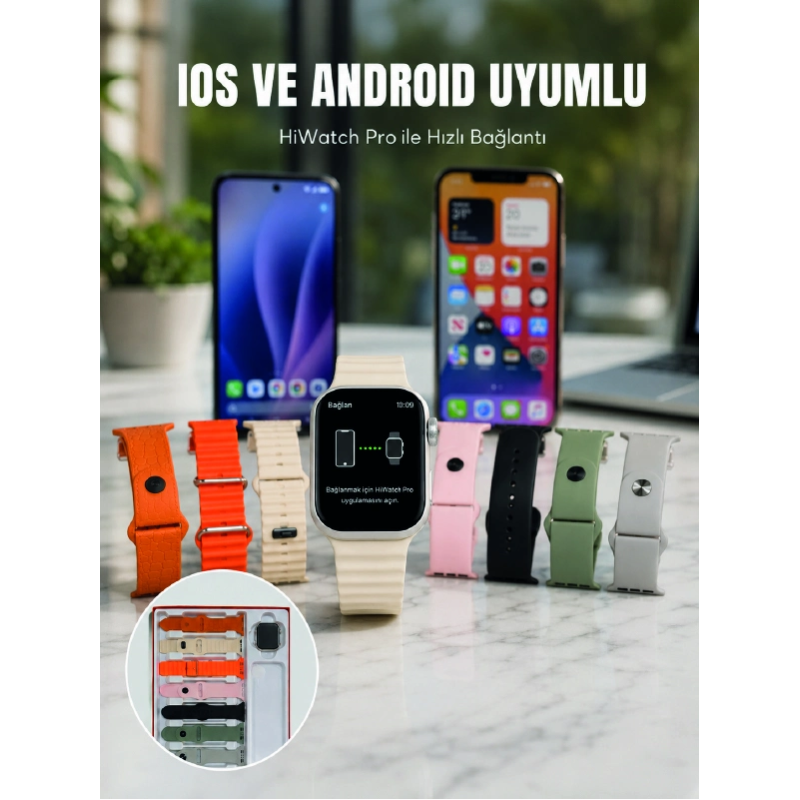 Akıllı Saat Bluetooth Arama Özellikli 7 Kordonlu Spor Ve Günlük Kullanıma Uygun Akıllı Saat Bluetooth Arama Özellikli 7 Kordonlu Spor Ve Günlük Kullanıma Uygun