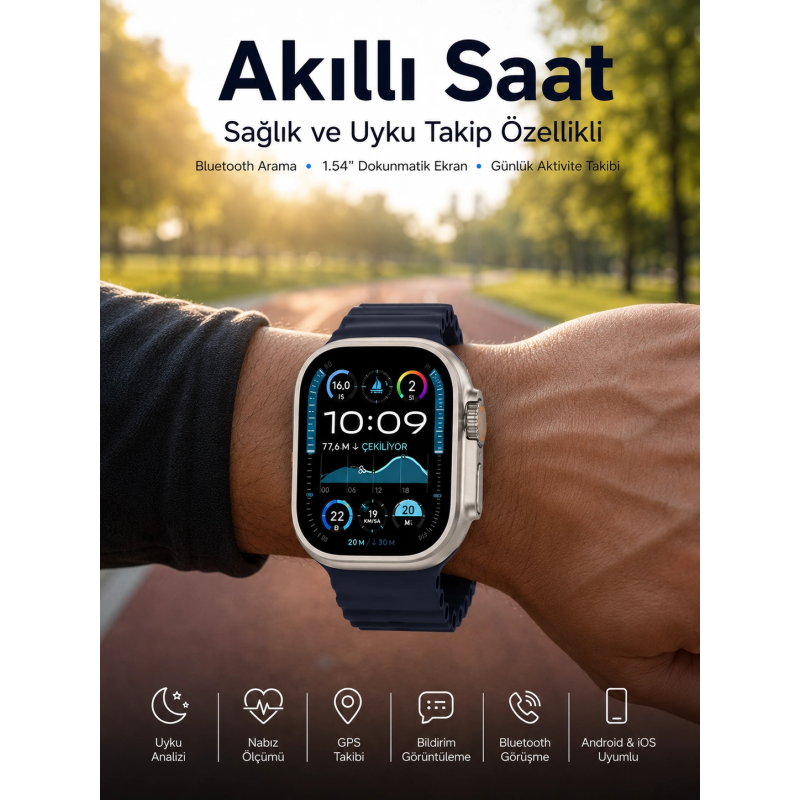 Akıllı Saat Bluetooth Bağlantılı Nfc Ve Gps Uyumlu Nabız Ölçer Sesli Görüşme Yeni Nesil Akıllı Saat Bluetooth Bağlantılı Nfc Ve Gps Uyumlu Nabız Ölçer Sesli Görüşme Yeni Nesil