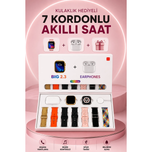 Akıllı Saat Bluetooth Kulaklık Hediyeli Bildirim Görme Sesli Görüşme Çoklu Kordon