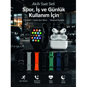 Akıllı Saat, Bluetooth Kulaklık Ve 7 Farklı Kordon Tek Kutuda Günlük Kullanım Ve Spor İçin
