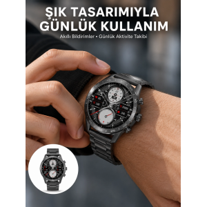 Akıllı Saat Çelik Kordon Çağrı Cevaplama Amoled Ekran Titreşimli Uyku Ve Sağlık Takibi Yeni Nesil